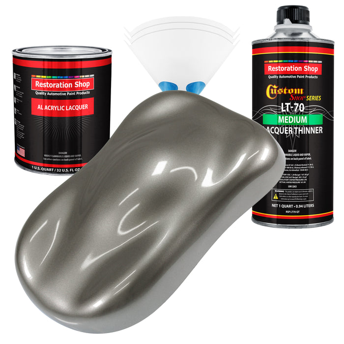 Graphite Gray Metallic - Acrylic Lacquer Auto Paint - Complete Quart Paint Kit with Medium Thinner - Pro Automotive Car Truck Guitar Refinish Coating