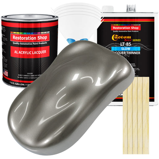 Graphite Gray Metallic - Acrylic Lacquer Auto Paint - Complete Gallon Paint Kit with Slow Dry Thinner - Pro Automotive Car Truck Refinish Coating