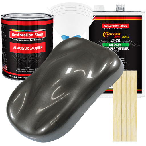 Anthracite Gray Metallic - Acrylic Lacquer Auto Paint - Complete Gallon Paint Kit with Medium Thinner - Pro Automotive Car Truck Refinish Coating