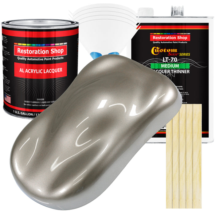 Warm Gray Metallic - Acrylic Lacquer Auto Paint - Complete Gallon Paint Kit with Medium Thinner - Professional Automotive Car Truck Refinish Coating