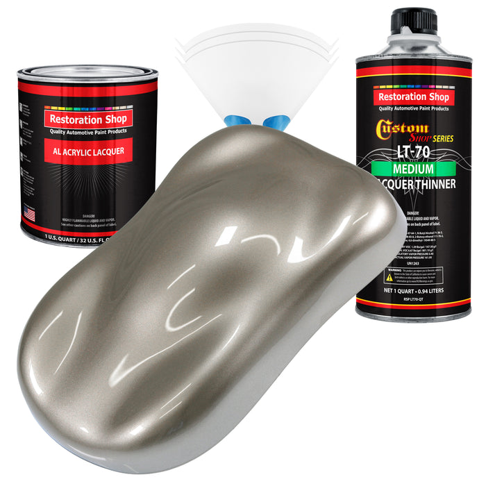 Warm Gray Metallic - Acrylic Lacquer Auto Paint - Complete Quart Paint Kit with Medium Thinner - Professional Automotive Car Truck Refinish Coating