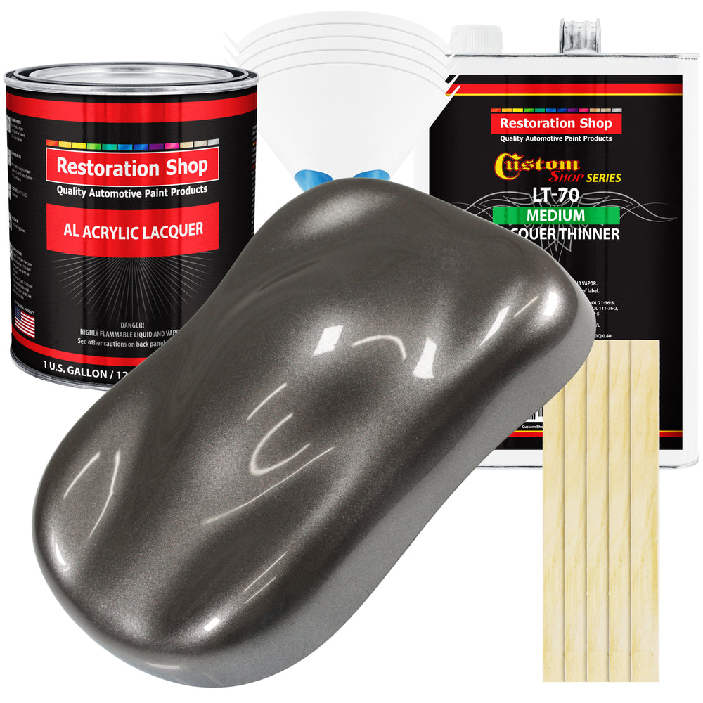 Tunnel Ram Gray Metallic - Acrylic Lacquer Auto Paint - Complete Gallon Paint Kit with Medium Thinner - Pro Automotive Car Truck Refinish Coating