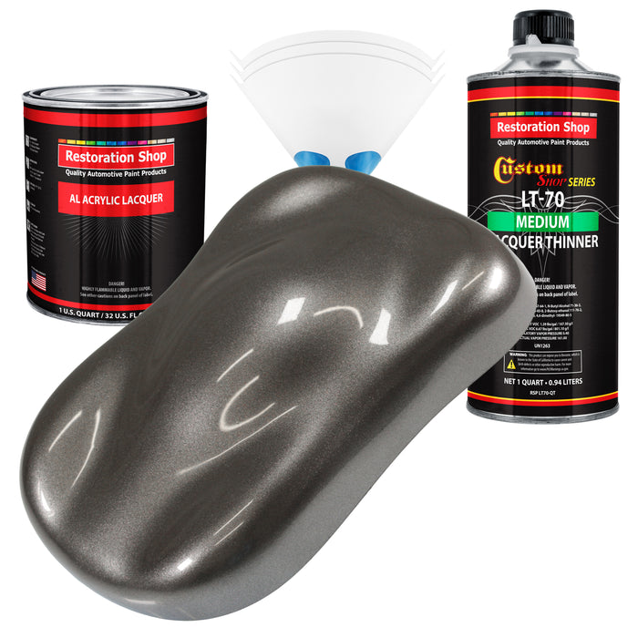 Tunnel Ram Gray Metallic - Acrylic Lacquer Auto Paint - Complete Quart Paint Kit with Medium Thinner - Pro Automotive Car Truck Refinish Coating