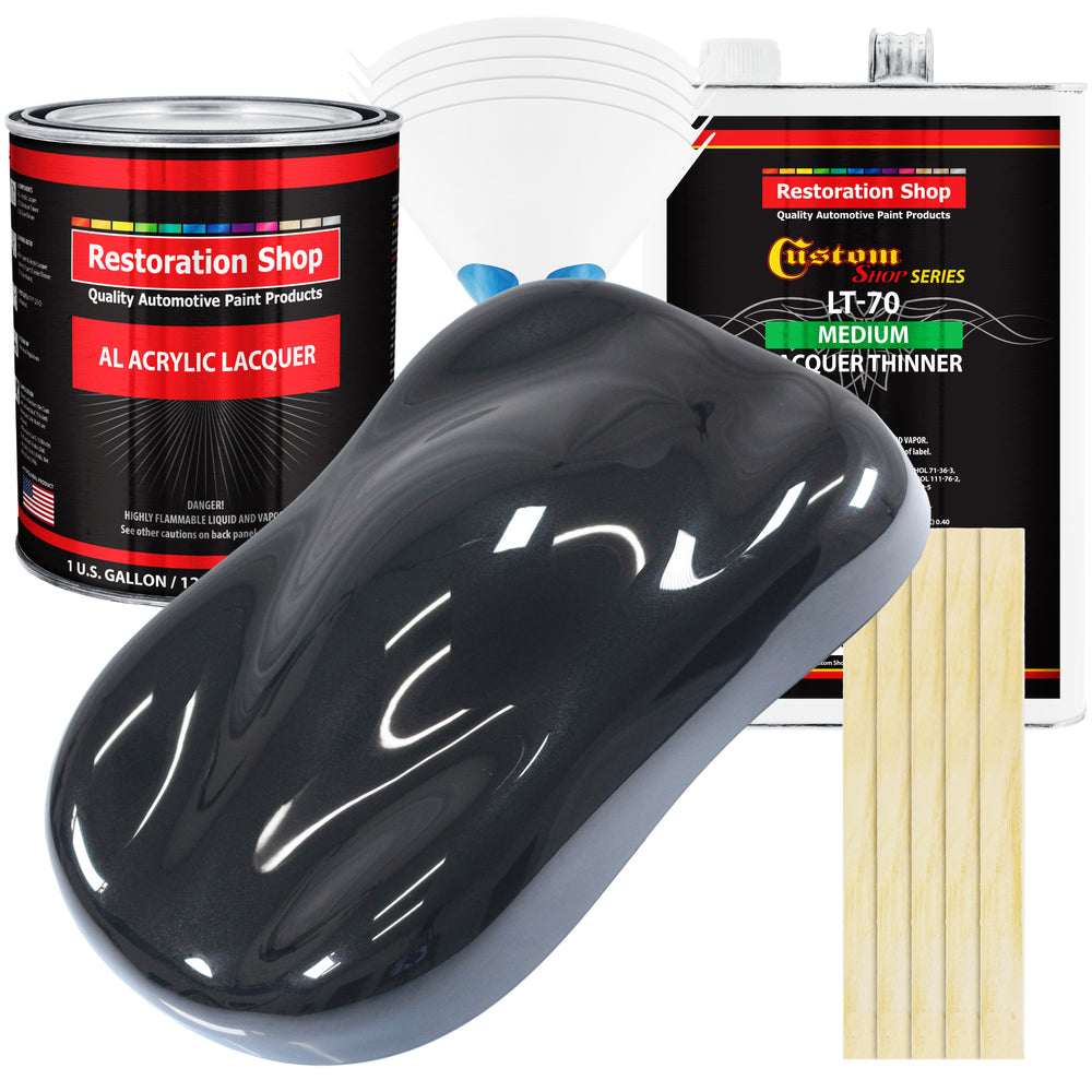 Phantom Black Pearl - Acrylic Lacquer Auto Paint - Complete Gallon Paint Kit with Medium Thinner - Professional Automotive Car Truck Refinish Coating