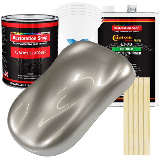 Bright Silver Metallic - Acrylic Lacquer Auto Paint - Complete Gallon Paint Kit with Medium Thinner - Pro Automotive Car Truck Guitar Refinish Coating