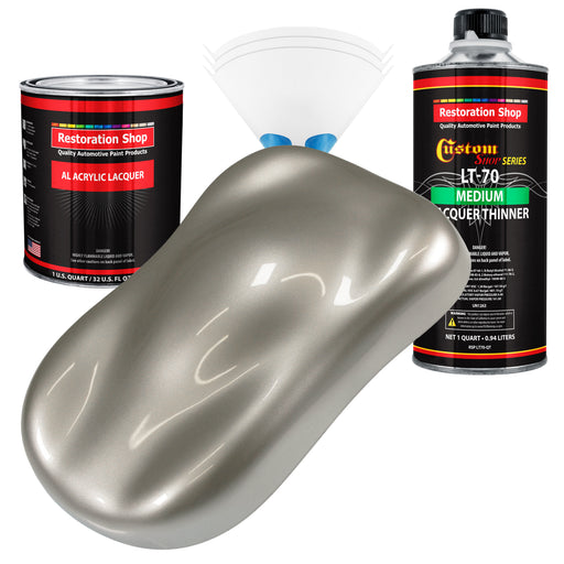 Bright Silver Metallic - Acrylic Lacquer Auto Paint - Complete Quart Paint Kit with Medium Thinner - Pro Automotive Car Truck Guitar Refinish Coating