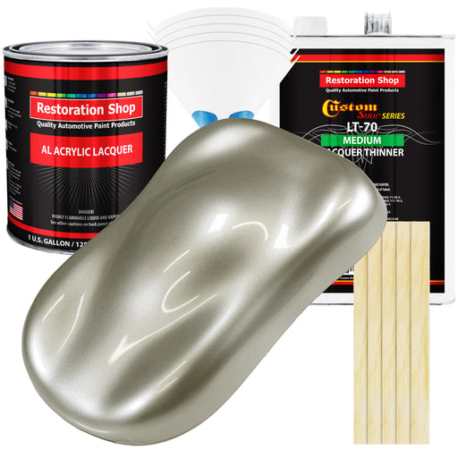 Galaxy Silver Metallic - Acrylic Lacquer Auto Paint - Complete Gallon Paint Kit with Medium Thinner - Pro Automotive Car Truck Guitar Refinish Coating