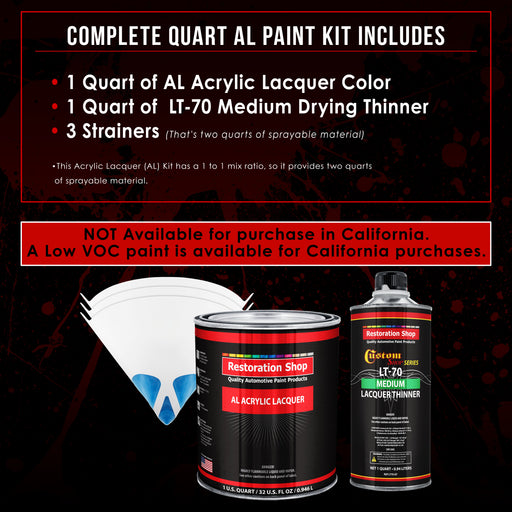 Galaxy Silver Metallic - Acrylic Lacquer Auto Paint - Complete Quart Paint Kit with Medium Thinner - Pro Automotive Car Truck Guitar Refinish Coating