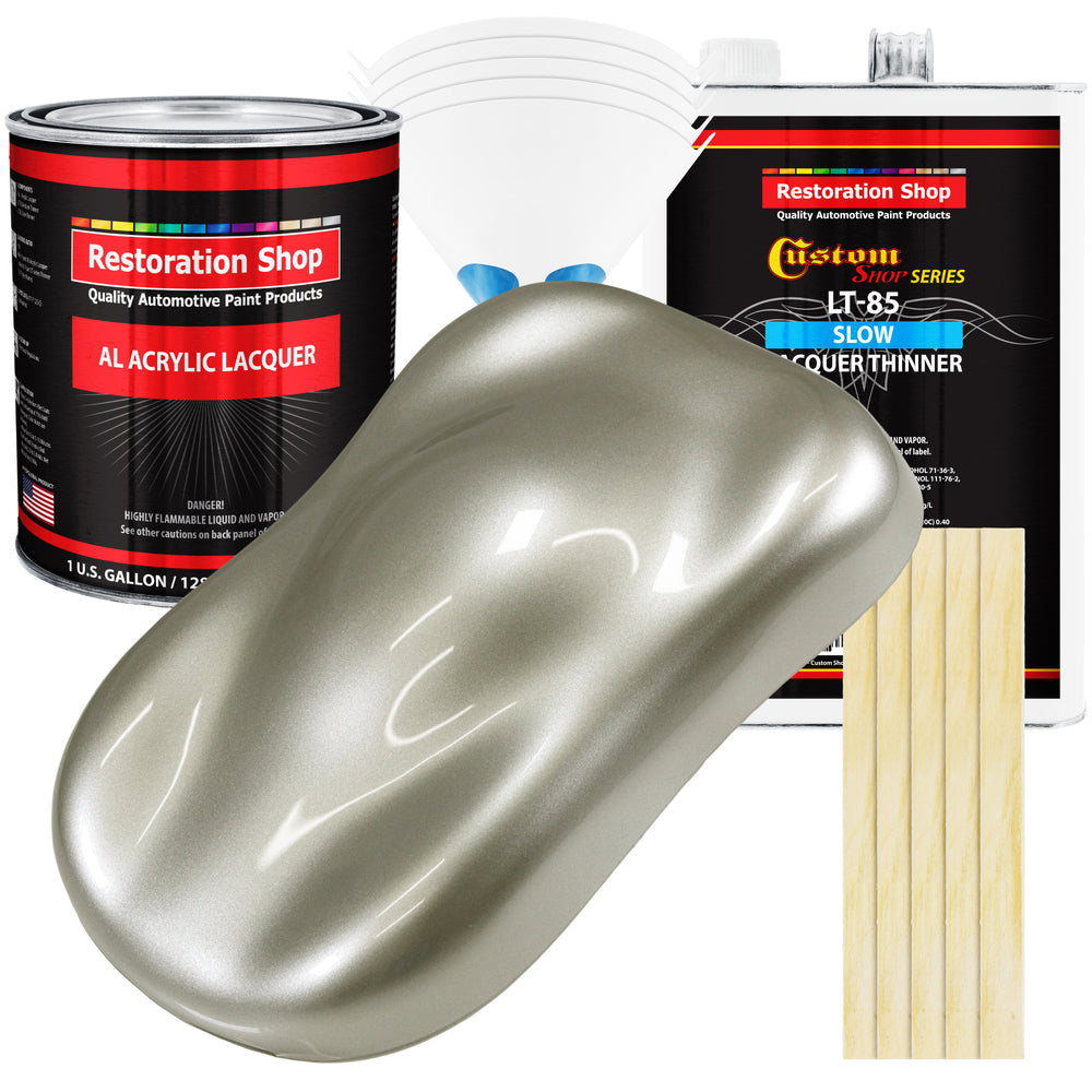 Galaxy Silver Metallic - Acrylic Lacquer Auto Paint - Complete Gallon Paint Kit with Slow Dry Thinner - Pro Automotive Car Truck Refinish Coating