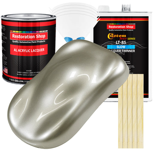 Galaxy Silver Metallic - Acrylic Lacquer Auto Paint - Complete Gallon Paint Kit with Slow Dry Thinner - Pro Automotive Car Truck Refinish Coating