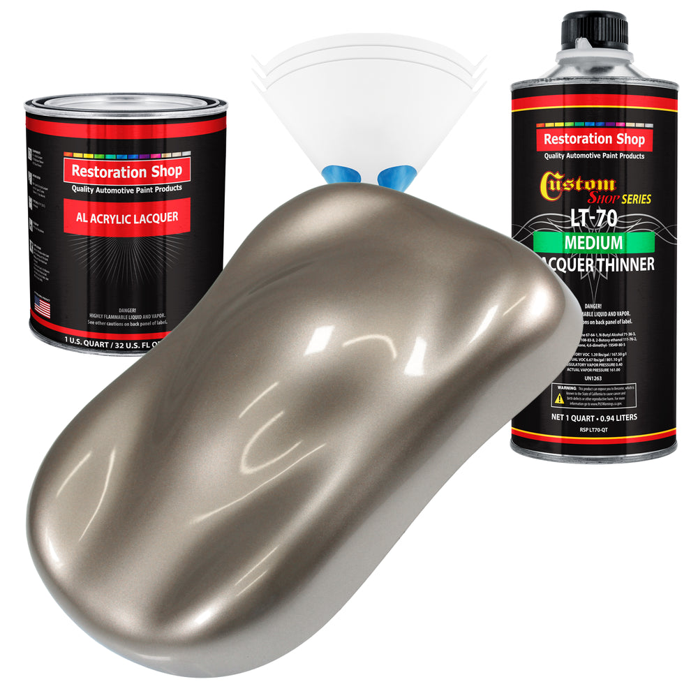 Arizona Bronze Metallic - Acrylic Lacquer Auto Paint - Complete Quart Paint Kit with Medium Thinner - Pro Automotive Car Truck Guitar Refinish Coating