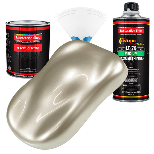 Gold Mist Metallic - Acrylic Lacquer Auto Paint - Complete Quart Paint Kit with Medium Thinner - Professional Automotive Car Truck Refinish Coating