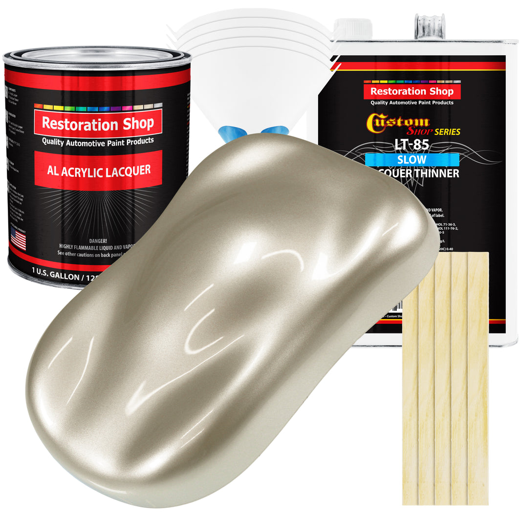 Gold Mist Metallic - Acrylic Lacquer Auto Paint - Complete Gallon Paint Kit with Slow Dry Thinner - Professional Automotive Car Truck Refinish Coating
