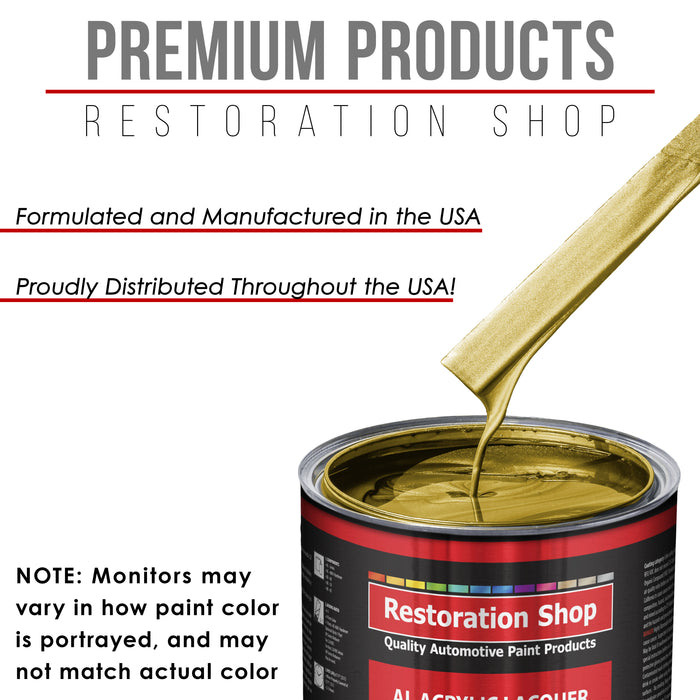 Anniversary Gold Metallic - Acrylic Lacquer Auto Paint - Complete Quart Paint Kit with Medium Thinner - Pro Automotive Car Truck Refinish Coating
