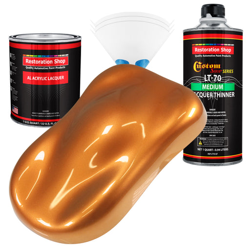 Sunburst Orange Metallic - Acrylic Lacquer Auto Paint - Complete Quart Paint Kit with Medium Thinner - Pro Automotive Car Truck Refinish Coating