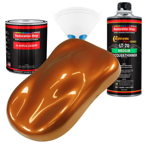 Atomic Orange Pearl - Acrylic Lacquer Auto Paint - Complete Quart Paint Kit with Medium Thinner - Pro Automotive Car Truck Guitar Refinish Coating