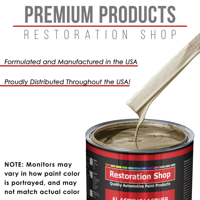 Driftwood Beige Metallic - Acrylic Lacquer Auto Paint - Complete Quart Paint Kit with Medium Thinner - Pro Automotive Car Truck Refinish Coating