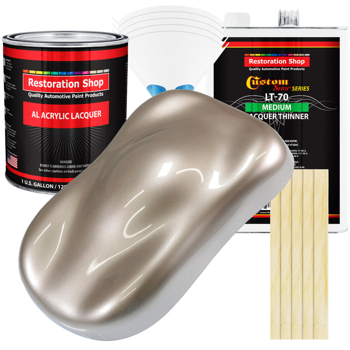 Mocha Frost Metallic - Acrylic Lacquer Auto Paint - Complete Gallon Paint Kit with Medium Thinner - Pro Automotive Car Truck Guitar Refinish Coating