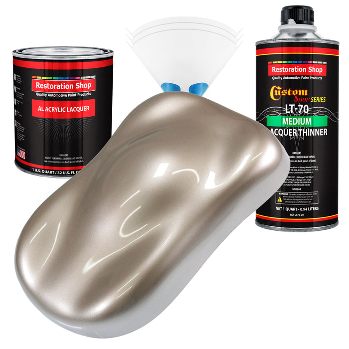 Mocha Frost Metallic - Acrylic Lacquer Auto Paint - Complete Quart Paint Kit with Medium Thinner - Pro Automotive Car Truck Guitar Refinish Coating