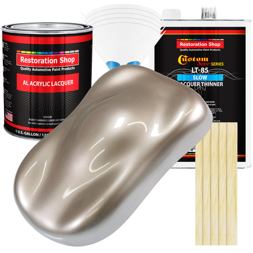 Mocha Frost Metallic - Acrylic Lacquer Auto Paint - Complete Gallon Paint Kit with Slow Dry Thinner - Pro Automotive Car Truck Guitar Refinish Coating