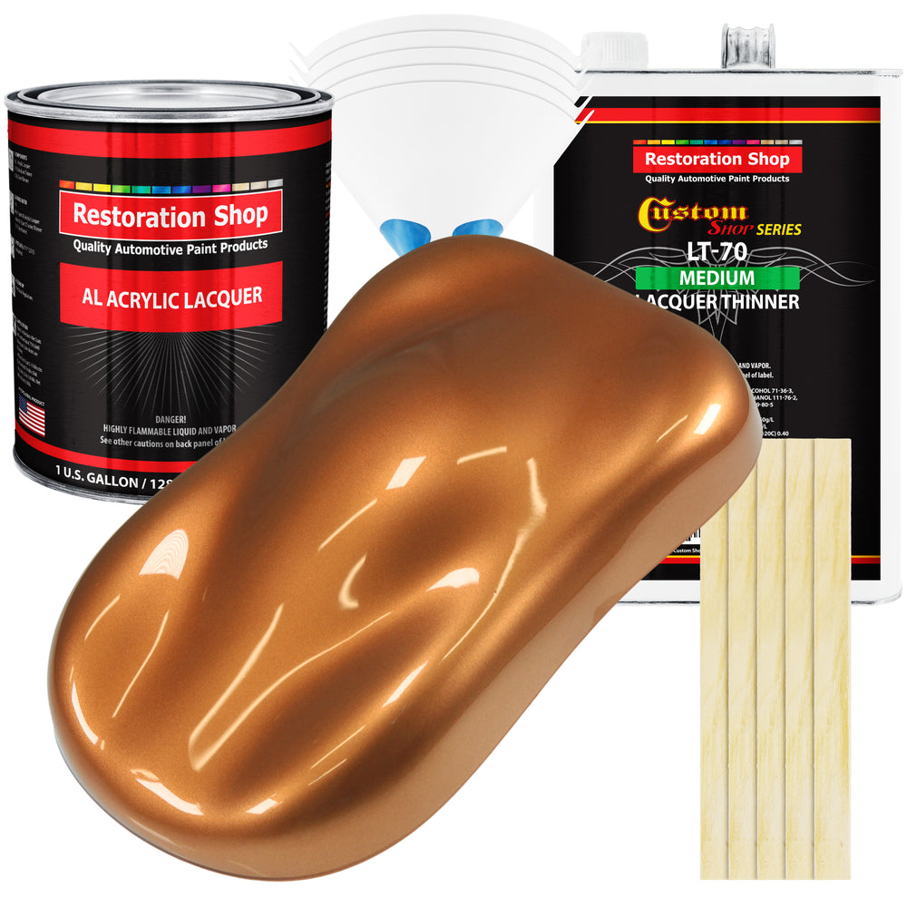 Ginger Metallic - Acrylic Lacquer Auto Paint - Complete Gallon Paint Kit with Medium Thinner - Professional Automotive Car Truck Refinish Coating