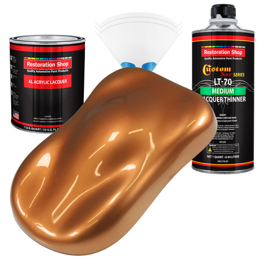 Ginger Metallic - Acrylic Lacquer Auto Paint - Complete Quart Paint Kit with Medium Thinner - Professional Automotive Car Truck Refinish Coating