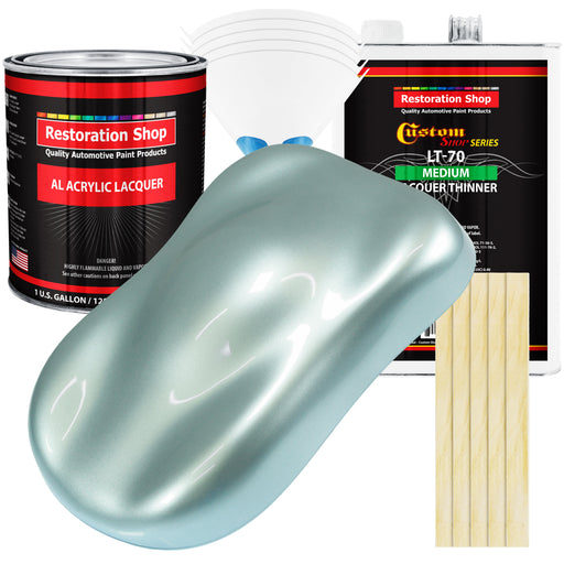 Frost Blue Metallic - Acrylic Lacquer Auto Paint - Complete Gallon Paint Kit with Medium Thinner - Professional Automotive Car Truck Refinish Coating