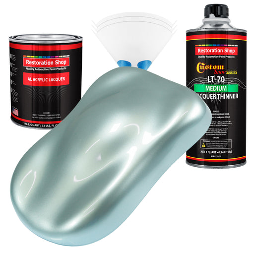 Frost Blue Metallic - Acrylic Lacquer Auto Paint - Complete Quart Paint Kit with Medium Thinner - Pro Automotive Car Truck Guitar Refinish Coating