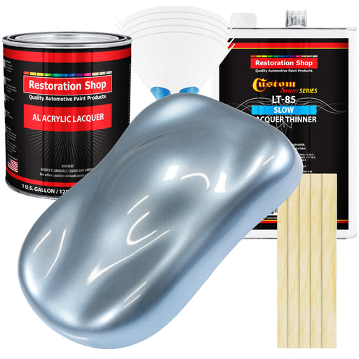Glacier Blue Metallic - Acrylic Lacquer Auto Paint - Complete Gallon Paint Kit with Slow Dry Thinner - Pro Automotive Car Truck Refinish Coating