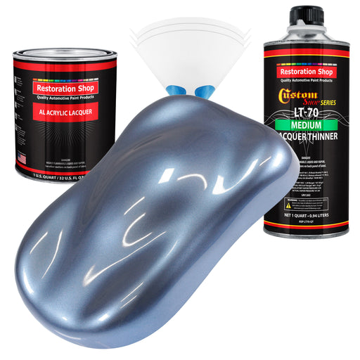 Sonic Blue Metallic - Acrylic Lacquer Auto Paint - Complete Quart Paint Kit with Medium Thinner - Pro Automotive Car Truck Guitar Refinish Coating