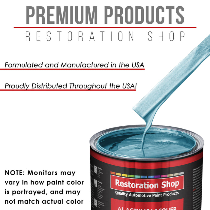 Azure Blue Metallic - Acrylic Lacquer Auto Paint - Complete Quart Paint Kit with Medium Thinner - Pro Automotive Car Truck Guitar Refinish Coating