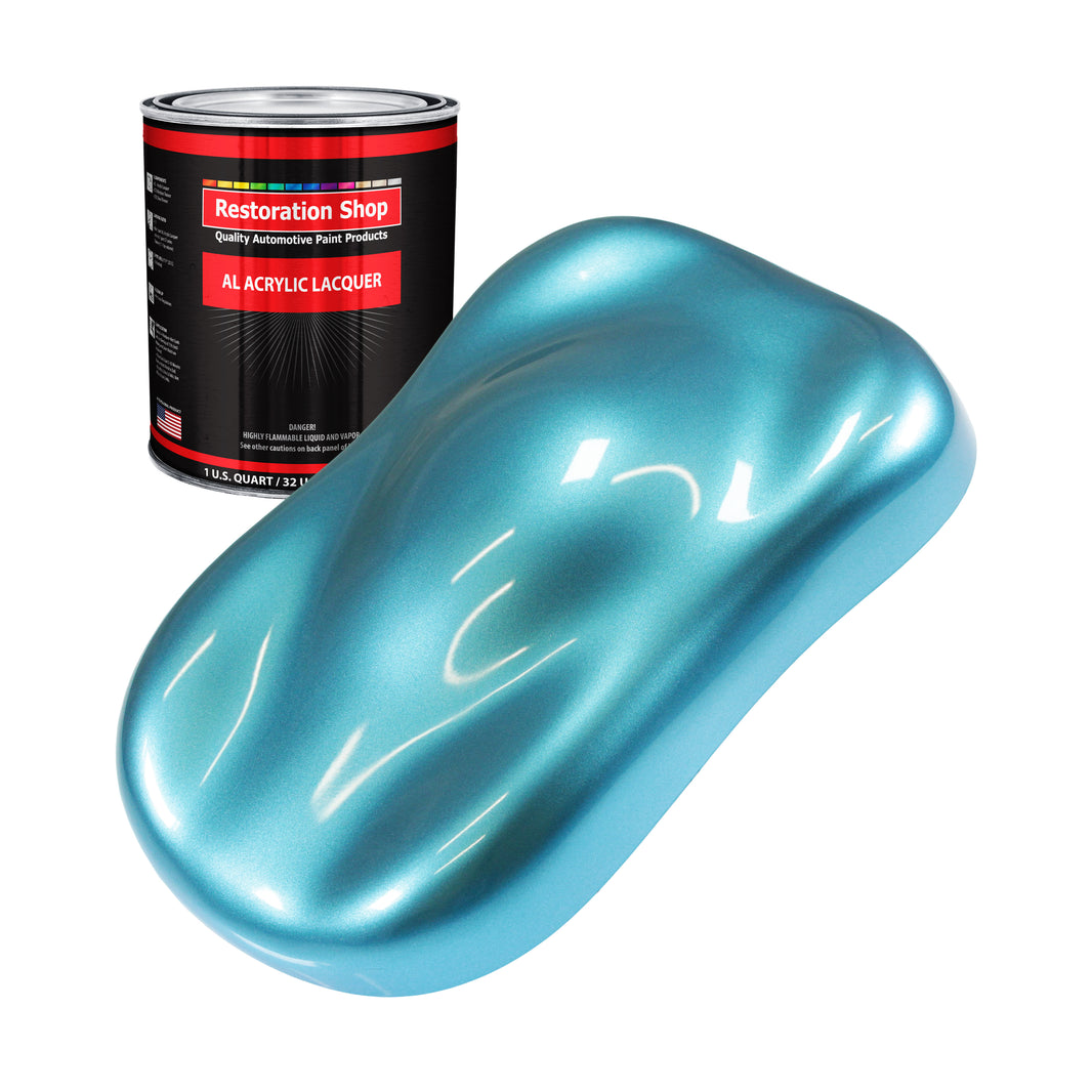 Azure Blue Metallic - Acrylic Lacquer Auto Paint - Quart Paint Color Only - Professional Gloss Automotive Car Truck Guitar Furniture Refinish Coating