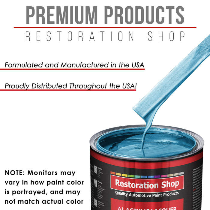 Electric Blue Metallic - Acrylic Lacquer Auto Paint - Complete Gallon Paint Kit with Slow Dry Thinner - Pro Automotive Car Truck Refinish Coating