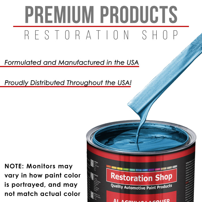 Cobra Blue Metallic - Acrylic Lacquer Auto Paint - Complete Quart Paint Kit with Medium Thinner - Pro Automotive Car Truck Guitar Refinish Coating