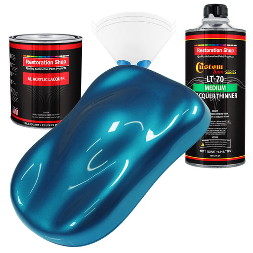 Cobra Blue Metallic - Acrylic Lacquer Auto Paint - Complete Quart Paint Kit with Medium Thinner - Pro Automotive Car Truck Guitar Refinish Coating