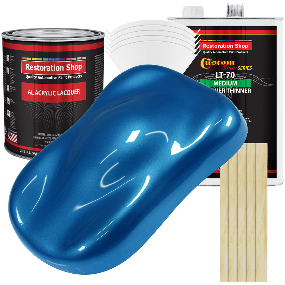 Viper Blue Metallic - Acrylic Lacquer Auto Paint - Complete Gallon Paint Kit with Medium Thinner - Professional Automotive Car Truck Refinish Coating