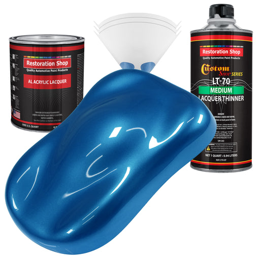 Viper Blue Metallic - Acrylic Lacquer Auto Paint - Complete Quart Paint Kit with Medium Thinner - Pro Automotive Car Truck Guitar Refinish Coating