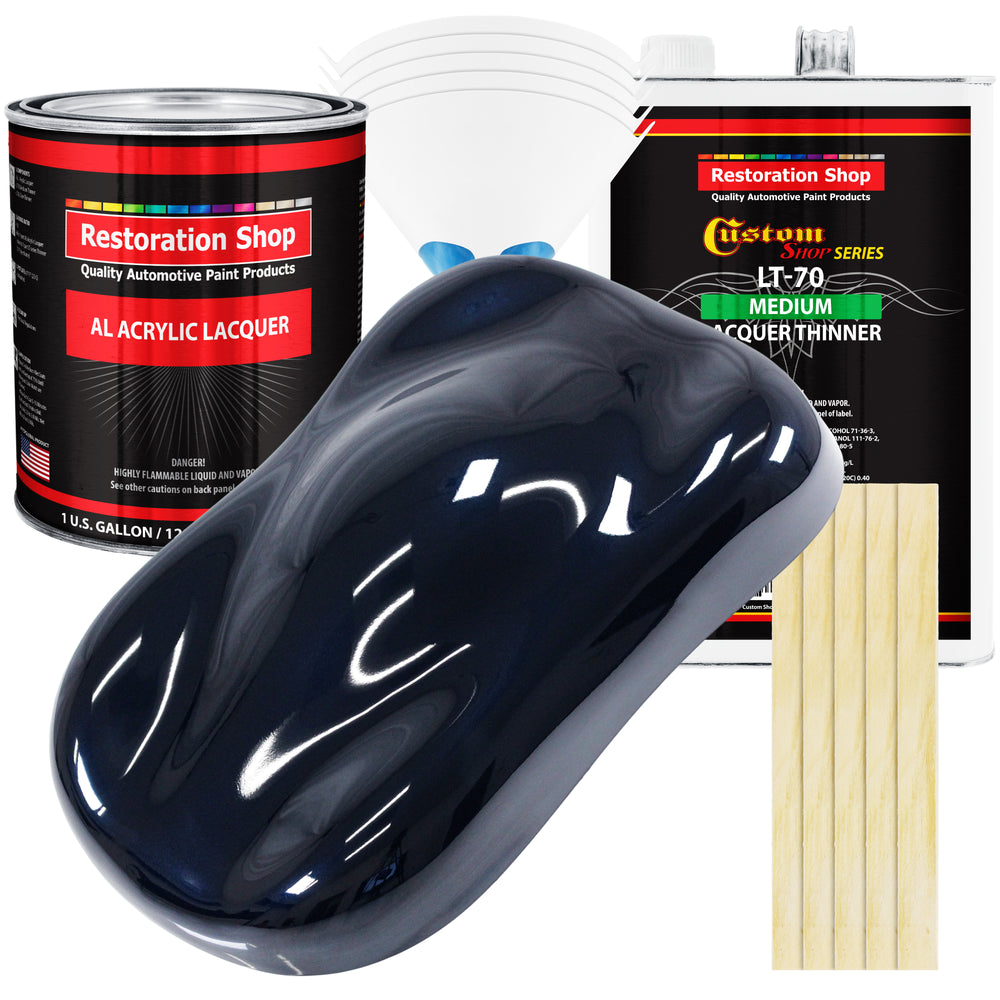 Nightwatch Blue Metallic - Acrylic Lacquer Auto Paint - Complete Gallon Paint Kit with Medium Thinner - Pro Automotive Car Truck Refinish Coating