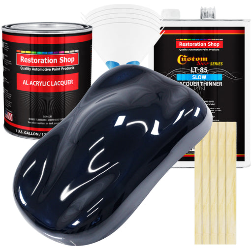 Nightwatch Blue Metallic - Acrylic Lacquer Auto Paint - Complete Gallon Paint Kit with Slow Dry Thinner - Pro Automotive Car Truck Refinish Coating