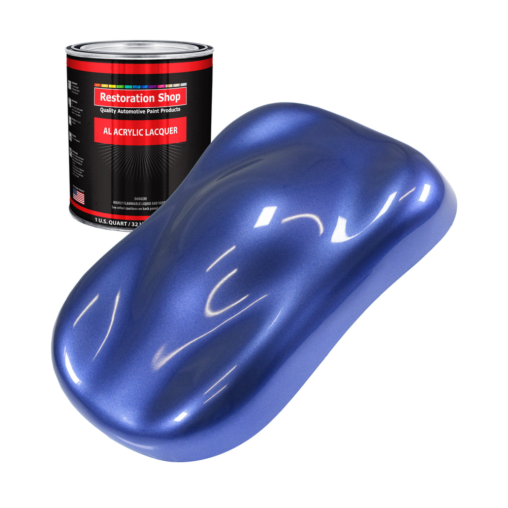 Indigo Blue Metallic - Acrylic Lacquer Auto Paint - Quart Paint Color Only - Professional Gloss Automotive Car Truck Guitar Furniture Refinish Coating