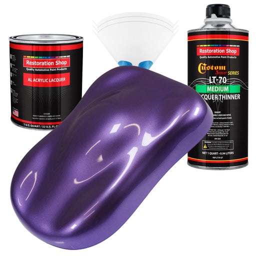 Plum Crazy Metallic - Acrylic Lacquer Auto Paint - Complete Quart Paint Kit with Medium Thinner - Pro Automotive Car Truck Guitar Refinish Coating