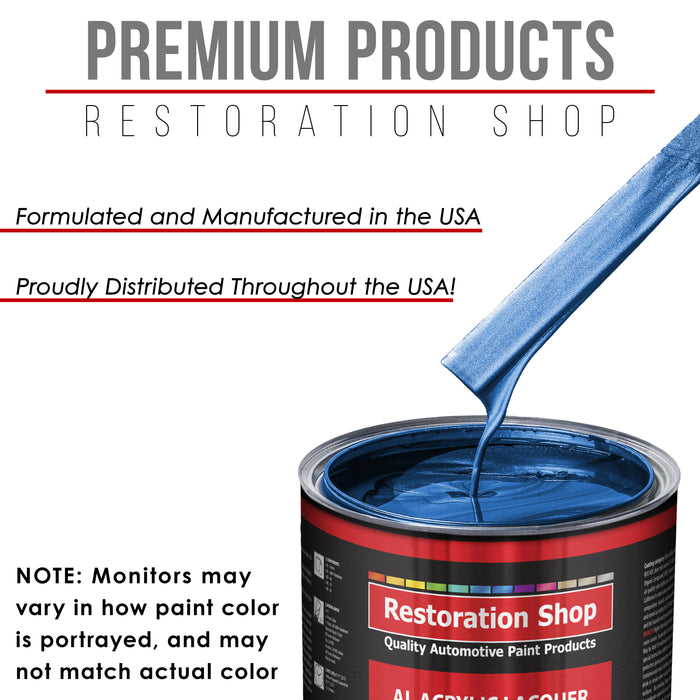 Burn Out Blue Metallic - Acrylic Lacquer Auto Paint - Complete Quart Paint Kit with Medium Thinner - Pro Automotive Car Truck Guitar Refinish Coating