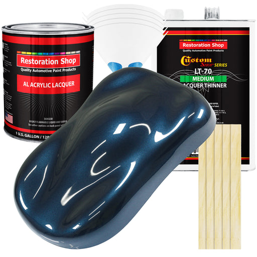 Moonlight Drive Blue Metallic - Acrylic Lacquer Auto Paint - Complete Gallon Paint Kit with Medium Thinner - Pro Automotive Car Truck Refinish Coating