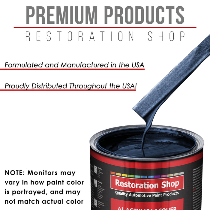 Dark Midnight Blue Pearl - Acrylic Lacquer Auto Paint - Complete Quart Paint Kit with Medium Thinner - Pro Automotive Car Truck Refinish Coating