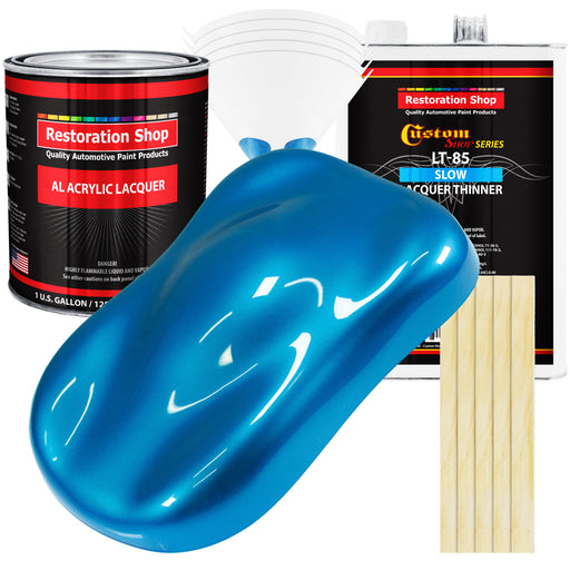 Intense Blue Metallic - Acrylic Lacquer Auto Paint - Complete Gallon Paint Kit with Slow Dry Thinner - Pro Automotive Car Truck Refinish Coating