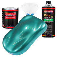Gulfstream Aqua Metallic - Acrylic Lacquer Auto Paint - Complete Quart Paint Kit with Medium Thinner - Pro Automotive Car Truck Refinish Coating