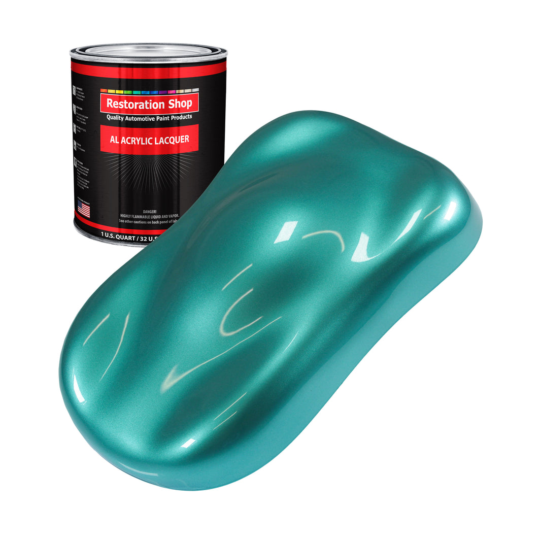 Gulfstream Aqua Metallic - Acrylic Lacquer Auto Paint - Quart Paint Color Only - Professional High Gloss Automotive Car Truck Guitar Refinish Coating