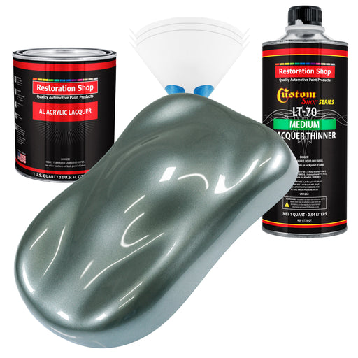 Steel Gray Metallic - Acrylic Lacquer Auto Paint - Complete Quart Paint Kit with Medium Thinner - Pro Automotive Car Truck Guitar Refinish Coating