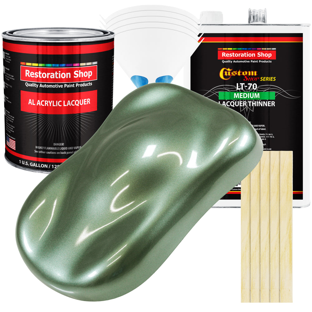 Fern Green Metallic - Acrylic Lacquer Auto Paint - Complete Gallon Paint Kit with Medium Thinner - Professional Automotive Car Truck Refinish Coating