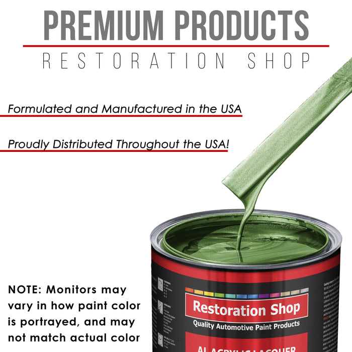 Medium Green Metallic - Acrylic Lacquer Auto Paint - Complete Gallon Paint Kit with Medium Thinner - Pro Automotive Car Truck Guitar Refinish Coating